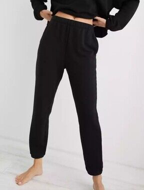 Aerie Black Fleece Of Mind High Rise Jogger Sweatpants